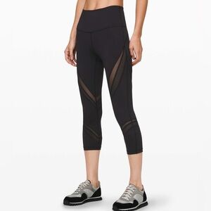 Lululemon Athletica Wunder Under High Rise Crop 21" mesh black Size 12